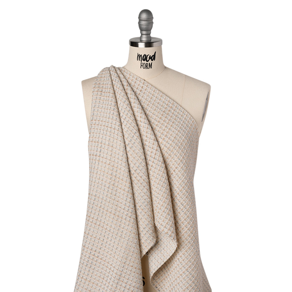 Metallic Wool Blend Tweed Made in Italy - Cream, Gray and Silver - Drape Metallic Wool Blend Tweed Made in Italy - Cream, Gray and Silver - Drape