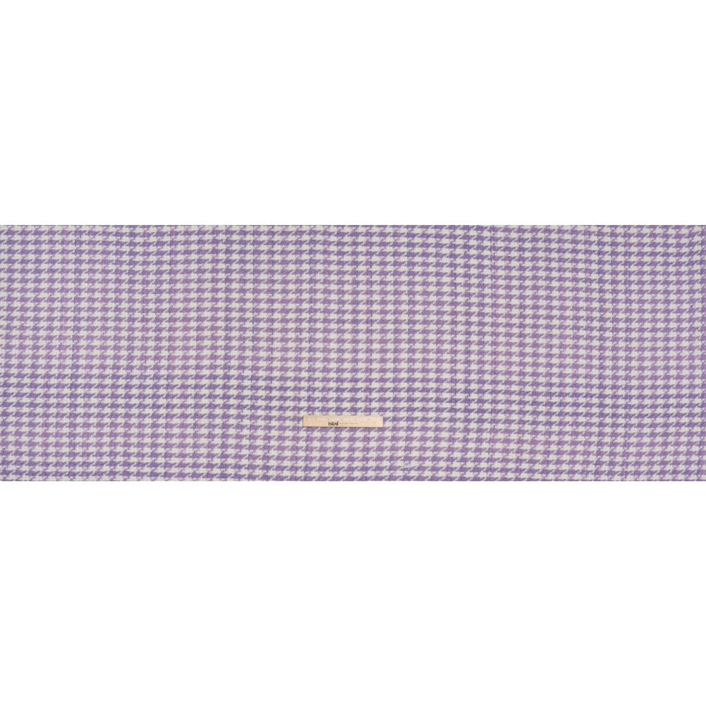 Metallic Wool Blend Tweed Twill Made in Italy - Silver, Light Purple and White Houndstooth - Deadstock Full Metallic Wool Blend Tweed Twill Made in Italy - Silver, Light Purple and White Houndstooth - Deadstock Full