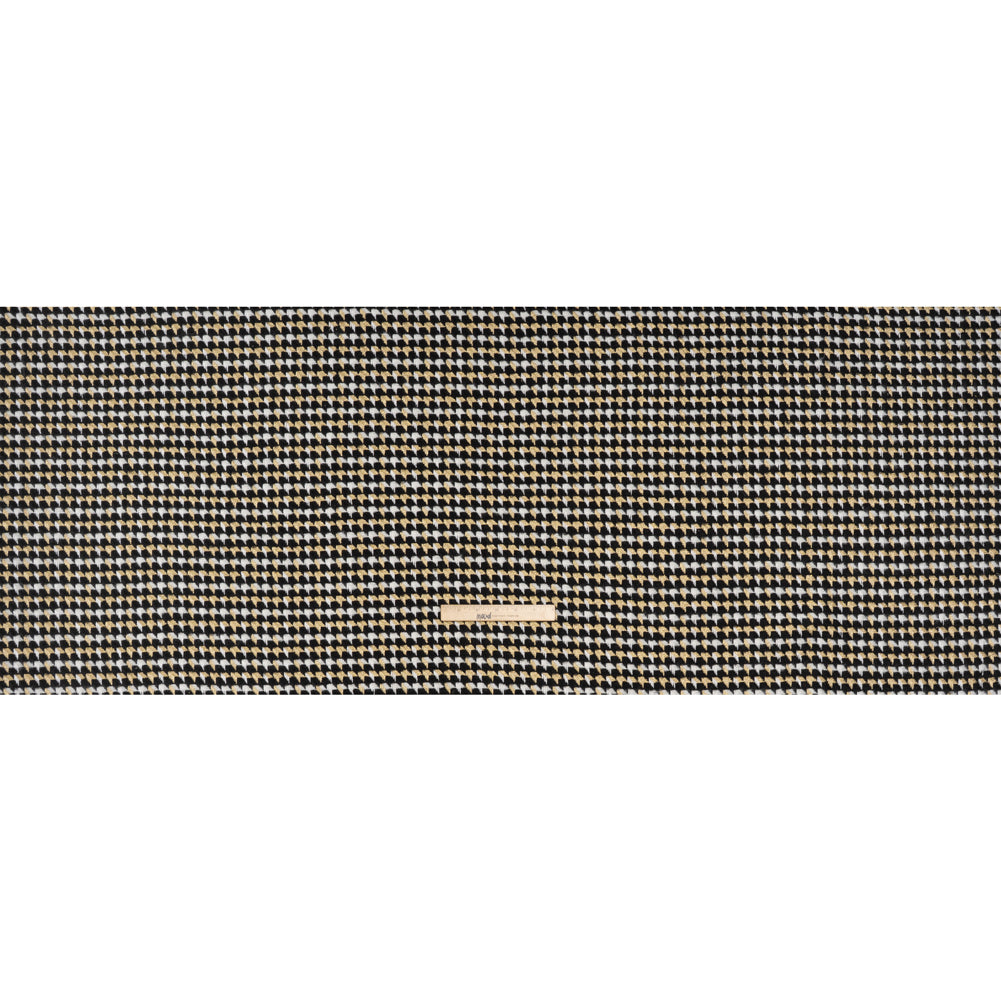 Metallic Wool and Acrylic Tweed Twill - Black, Gold and White Geometric - Deadstock Metallic Wool and Acrylic Tweed Twill - Black, Gold and White Geometric - Deadstock
