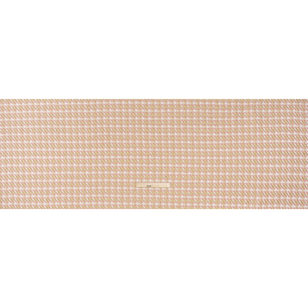 Metallic Wool and Acrylic Tweed Twill - Pink, Gold and White Geometric - Deadstock Full Metallic Wool and Acrylic Tweed Twill - Pink, Gold and White Geometric - Deadstock Full