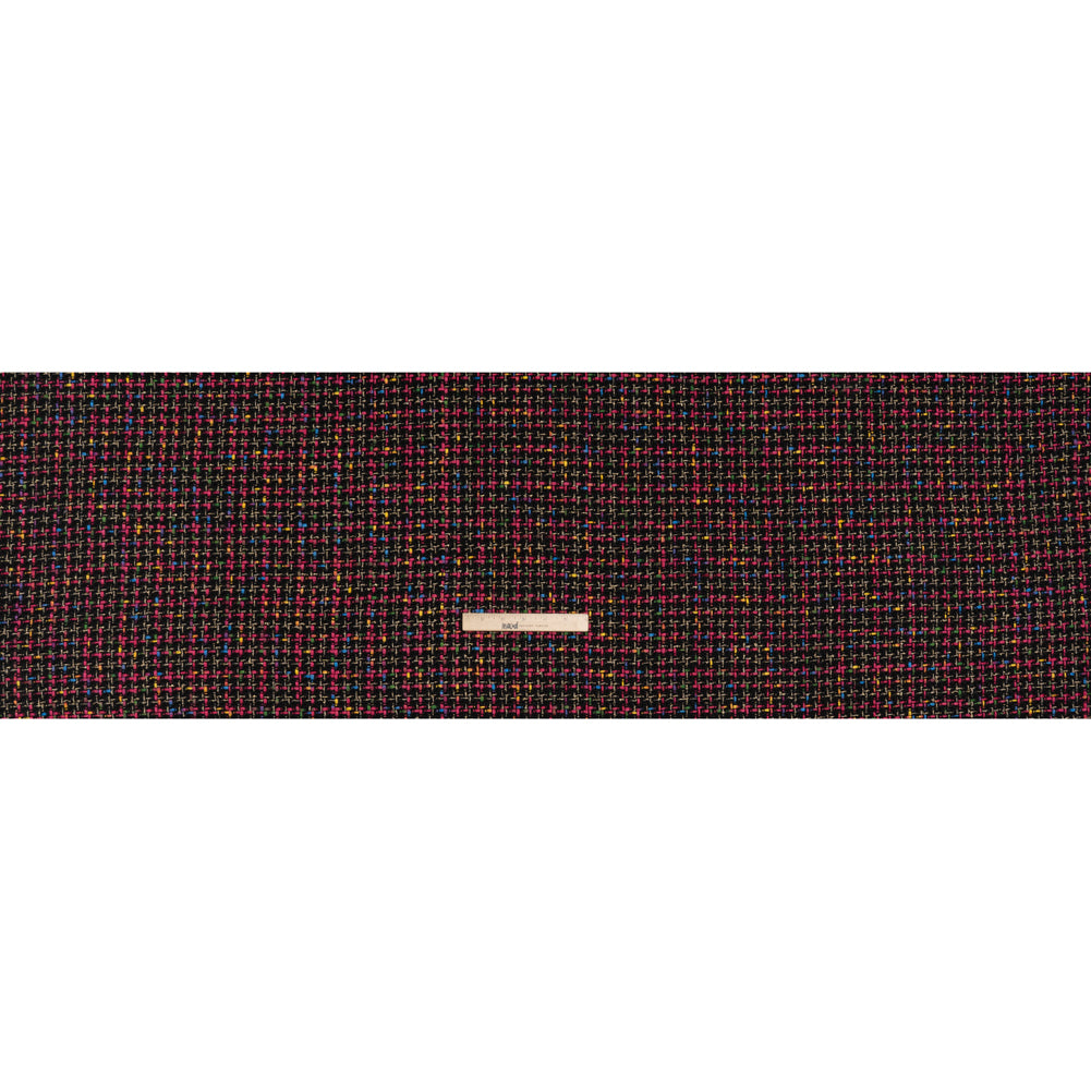 Metallic Acrylic and Wool Tweed - Black, Hot Pink and Gold - Deadstock Metallic Acrylic and Wool Tweed - Black, Hot Pink and Gold - Deadstock
