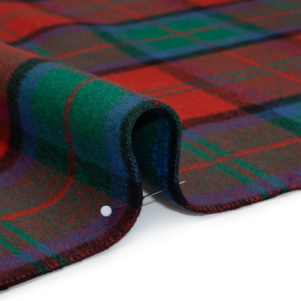 Brushed Wool Double Cloth Coating - Red, Green and Black Plaid - Deadstock Brushed Wool Double Cloth Coating - Red, Green and Black Plaid - Deadstock