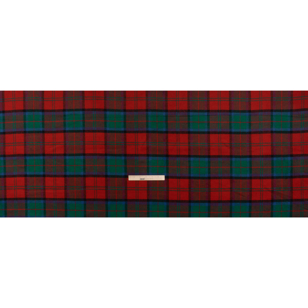 Brushed Wool Double Cloth Coating - Red, Green and Black Plaid - Deadstock Brushed Wool Double Cloth Coating - Red, Green and Black Plaid - Deadstock