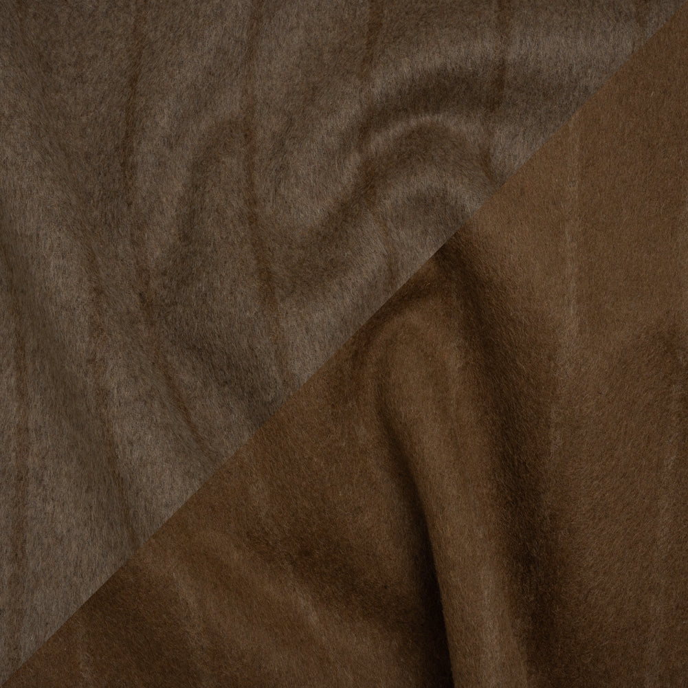 Brushed Wool Double Cloth Coating - Taupe and Warm Brown Chalk Stripes - Deadstock Brushed Wool Double Cloth Coating - Taupe and Warm Brown Chalk Stripes - Deadstock