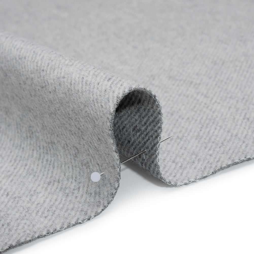 Brushed Polyester Twill Coating - Gray and White - Deadstock Brushed Polyester Twill Coating - Gray and White - Deadstock
