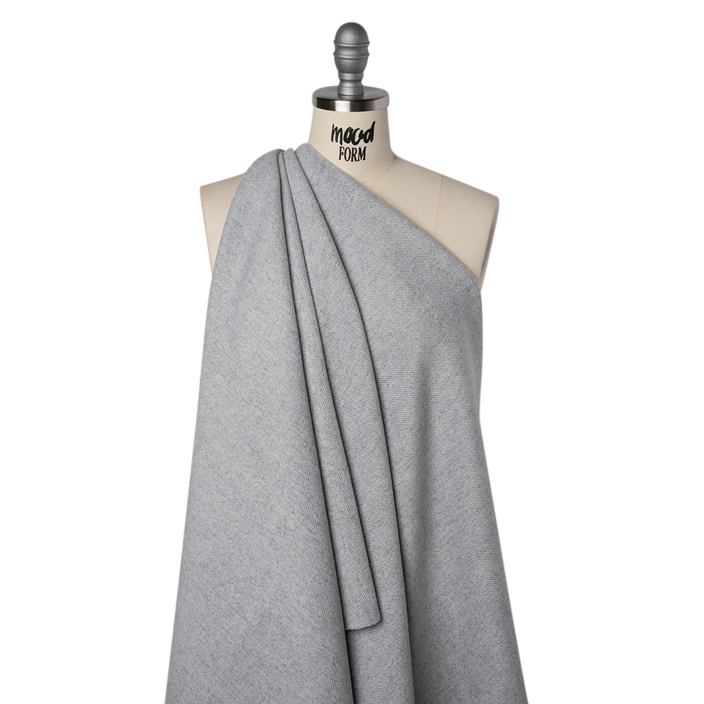 Brushed Polyester Twill Coating - Gray and White - Deadstock Brushed Polyester Twill Coating - Gray and White - Deadstock