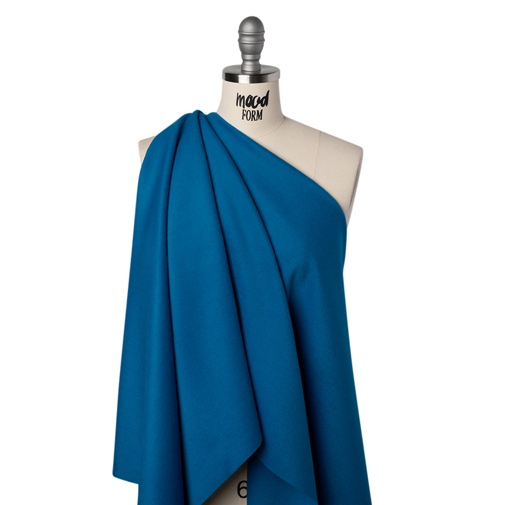 Brushed Wool Blend Coating - Azure Blue - Deadstock Drape Brushed Wool Blend Coating - Azure Blue - Deadstock Drape