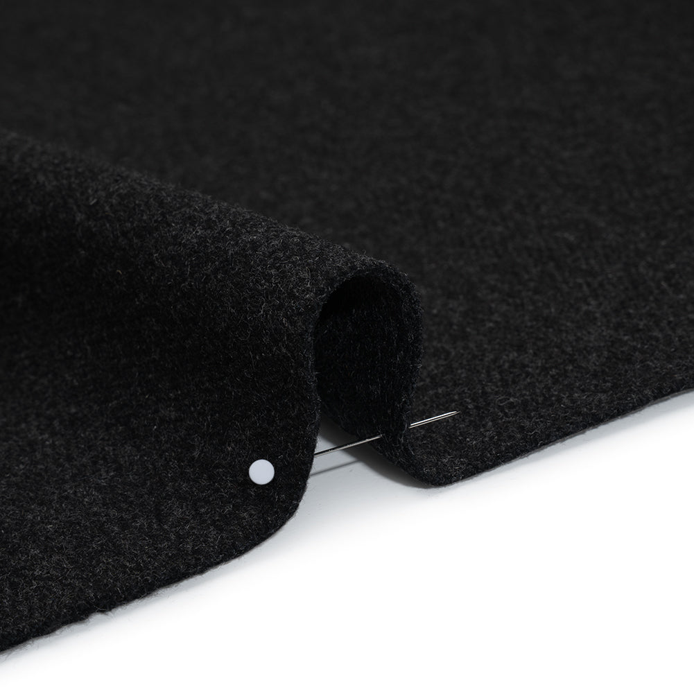 Brushed Wool Herringbone Twill Double Faced Coating - Heathered Charcoal - Deadstock Detail Brushed Wool Herringbone Twill Double Faced Coating - Heathered Charcoal - Deadstock Detail