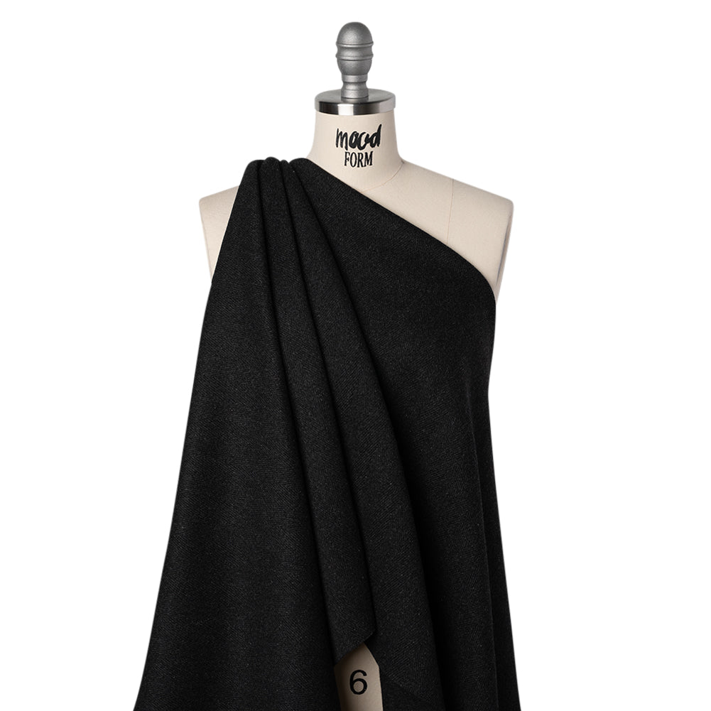 Brushed Wool Herringbone Twill Double Faced Coating - Heathered Charcoal - Deadstock Drape Brushed Wool Herringbone Twill Double Faced Coating - Heathered Charcoal - Deadstock Drape
