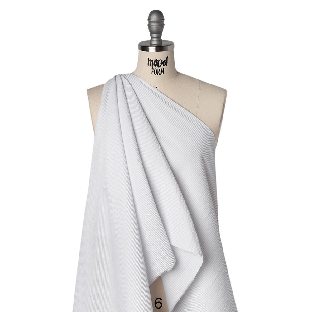 Cotton Ottoman Shirting - White Ribs - Deadstock Drape Cotton Ottoman Shirting - White Ribs - Deadstock Drape