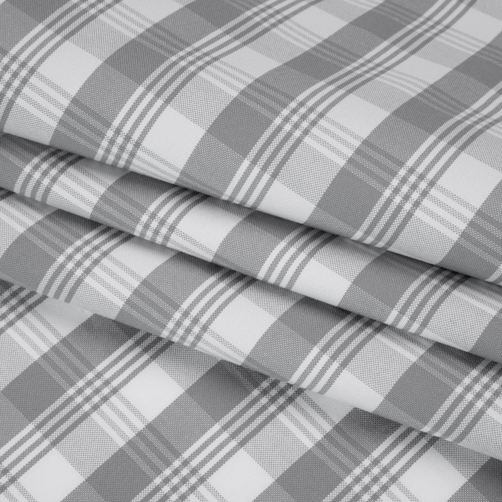 Cotton Oxford Shirting - Gray and White Plaid - Deadstock Cotton Oxford Shirting - Gray and White Plaid - Deadstock