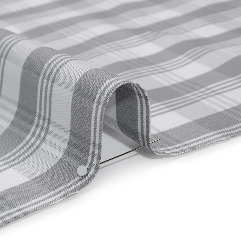 Cotton Oxford Shirting - Gray and White Plaid - Deadstock Cotton Oxford Shirting - Gray and White Plaid - Deadstock