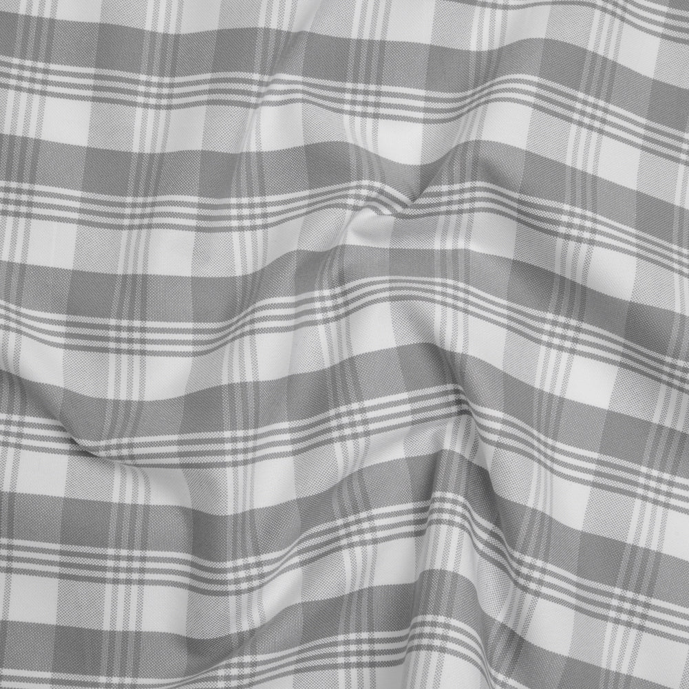 Cotton Oxford Shirting - Gray and White Plaid - Deadstock Cotton Oxford Shirting - Gray and White Plaid - Deadstock