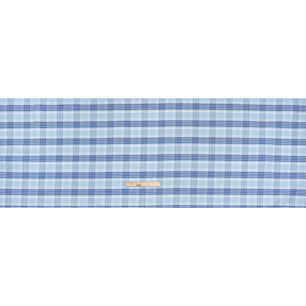 Cotton Oxford Shirting - Sky and Cobalt Blue Plaid - Deadstock Full Cotton Oxford Shirting - Sky and Cobalt Blue Plaid - Deadstock Full