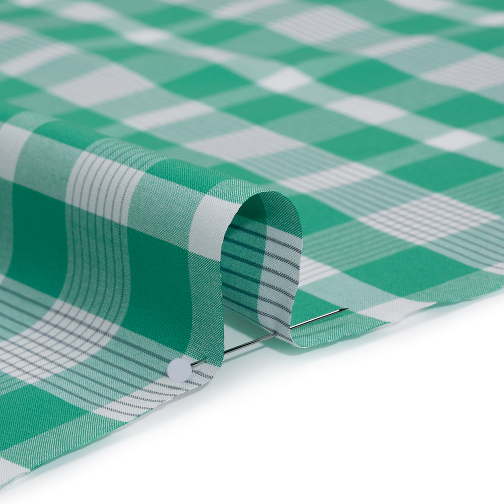 Cotton Shirting - Dark Mint Green and White Plaid - Deadstock - Detail Cotton Shirting - Dark Mint Green and White Plaid - Deadstock - Detail