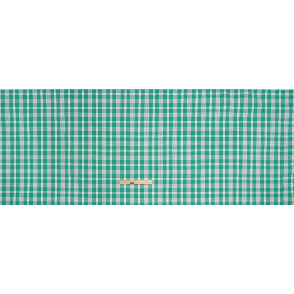 Cotton Shirting - Dark Mint Green and White Plaid - Deadstock - Full Cotton Shirting - Dark Mint Green and White Plaid - Deadstock - Full