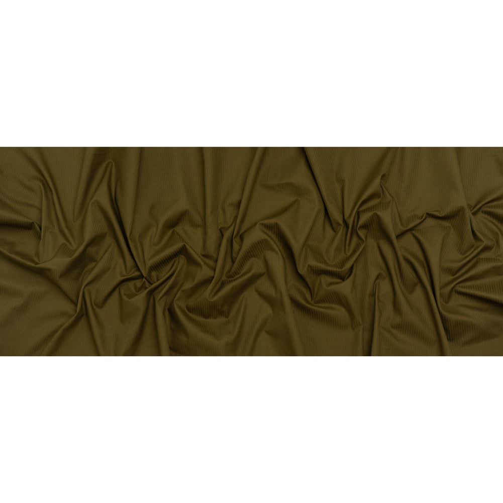 Cotton Twill Shirting - Dark Olive Green Subtle Stripes - Deadstock Cotton Twill Shirting - Dark Olive Green Subtle Stripes - Deadstock
