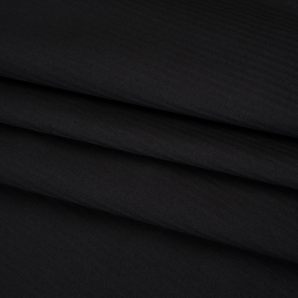 Cotton Twill Shirting - Black Monochrome Candy Stripes - Deadstock Cotton Twill Shirting - Black Monochrome Candy Stripes - Deadstock