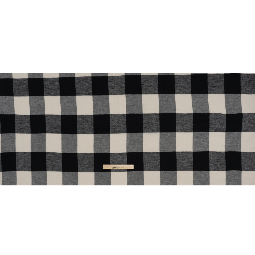 Cotton Twill Flannel - Black and Ecru Buffalo Check - Deadstock - Full Cotton Twill Flannel - Black and Ecru Buffalo Check - Deadstock - Full