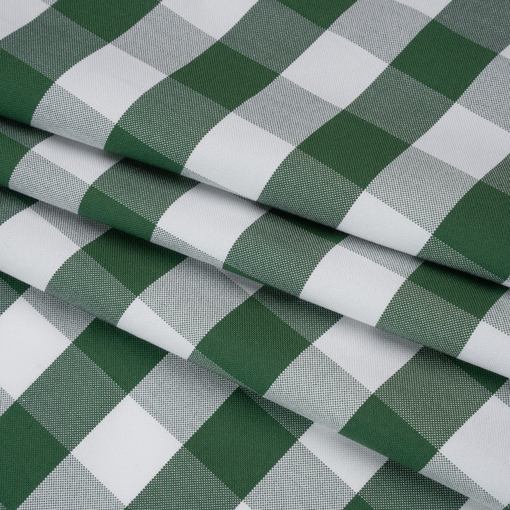 Cotton Oxford Shirting - Jolly Green and White Checks - Deadstock Cotton Oxford Shirting - Jolly Green and White Checks - Deadstock