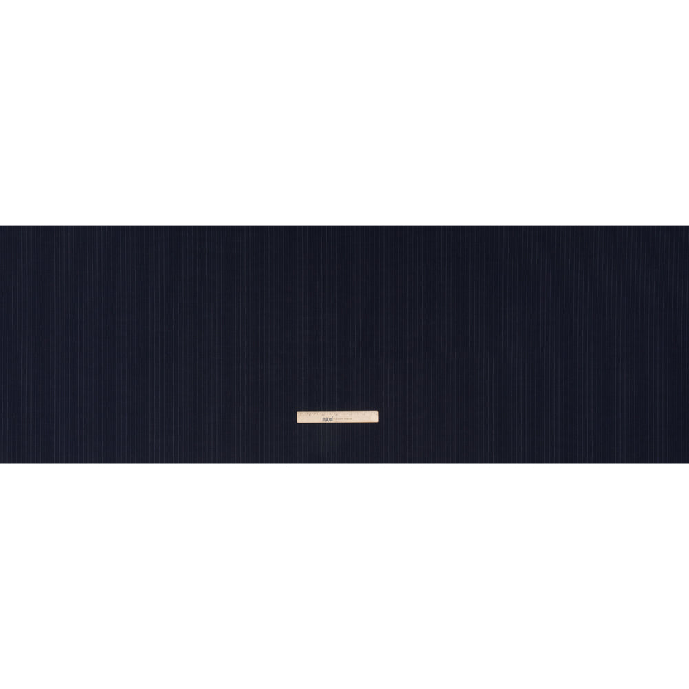 Wool Suiting Made in Italy - Navy and Pale Blue Pinstripes - Deadstock Wool Suiting Made in Italy - Navy and Pale Blue Pinstripes - Deadstock