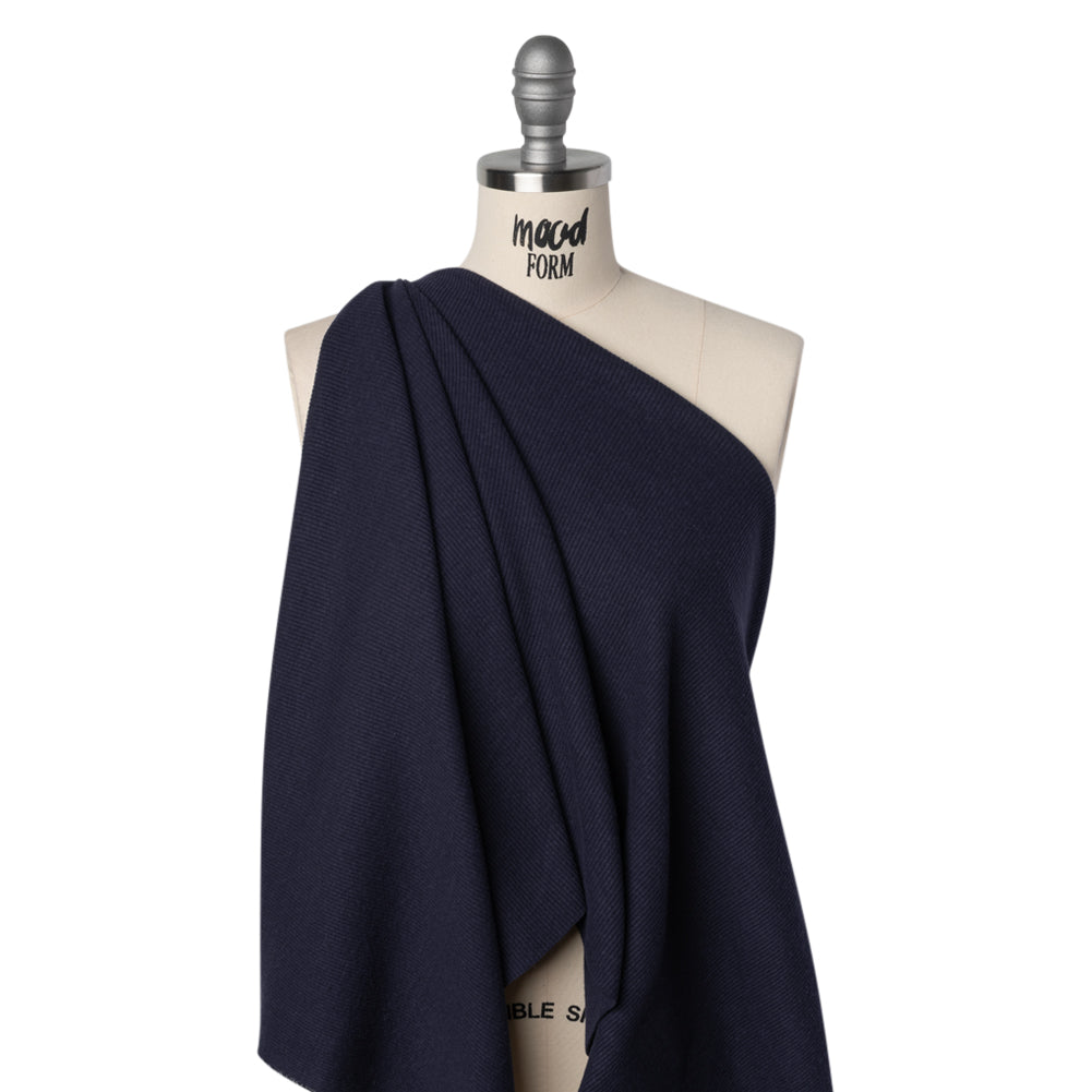 Stretch Brushed Double Face 2x2 Rib Knit - Navy - Deadstock Drape Stretch Brushed Double Face 2x2 Rib Knit - Navy - Deadstock Drape