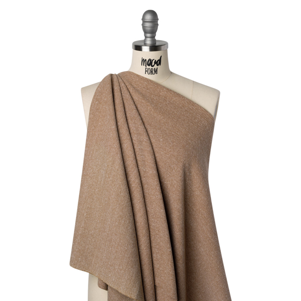 Stretch Brushed Double Face 2x2 Rib Knit - Pecan Beige - Deadstock Drape Stretch Brushed Double Face 2x2 Rib Knit - Pecan Beige - Deadstock Drape