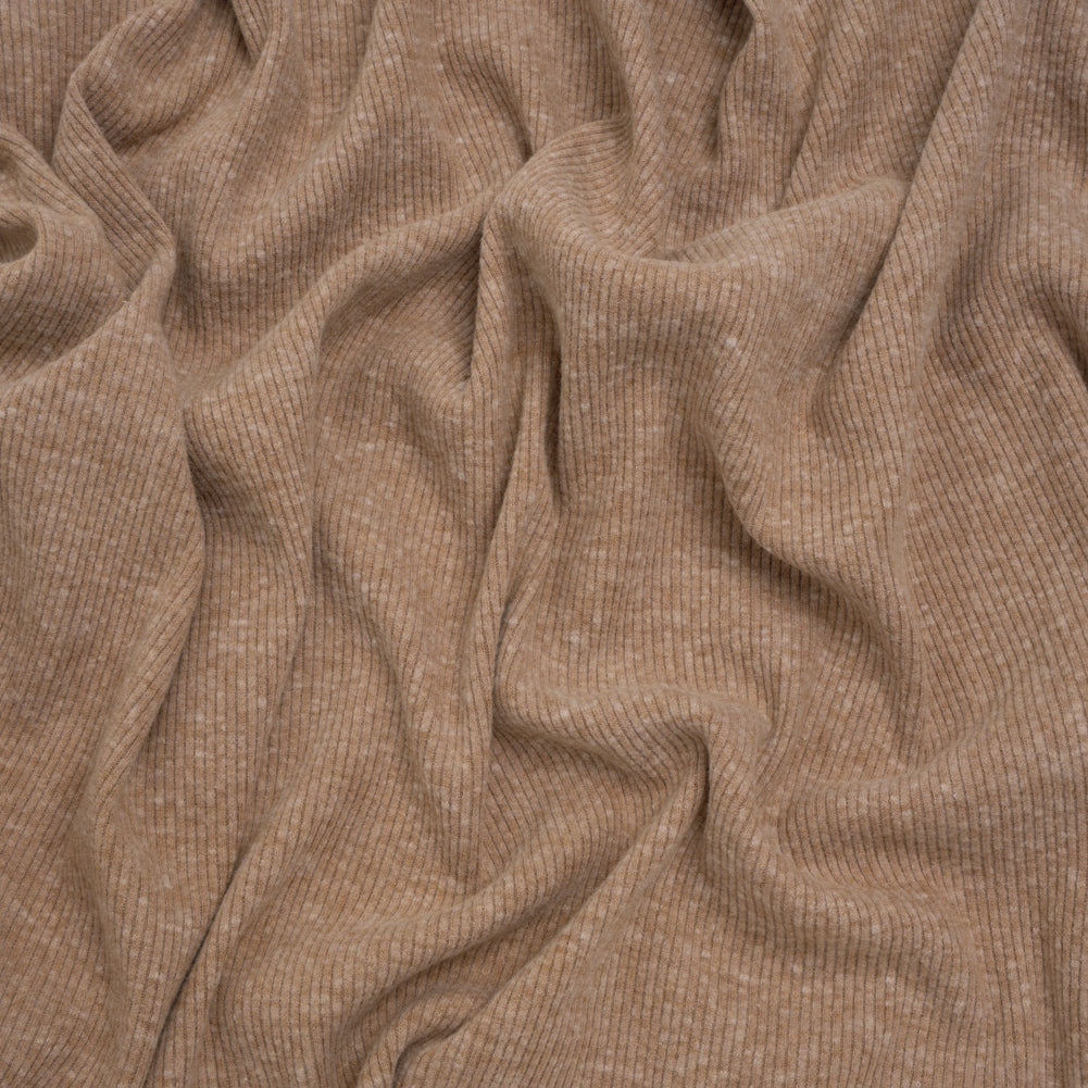 Stretch Brushed Double Face 2x2 Rib Knit - Pecan Beige - Deadstock Stretch Brushed Double Face 2x2 Rib Knit - Pecan Beige - Deadstock