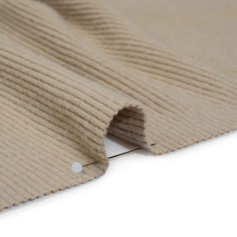 Stretch Brushed Double Face 2x2 Rib Knit - Taupe - Deadstock Stretch Brushed Double Face 2x2 Rib Knit - Taupe - Deadstock