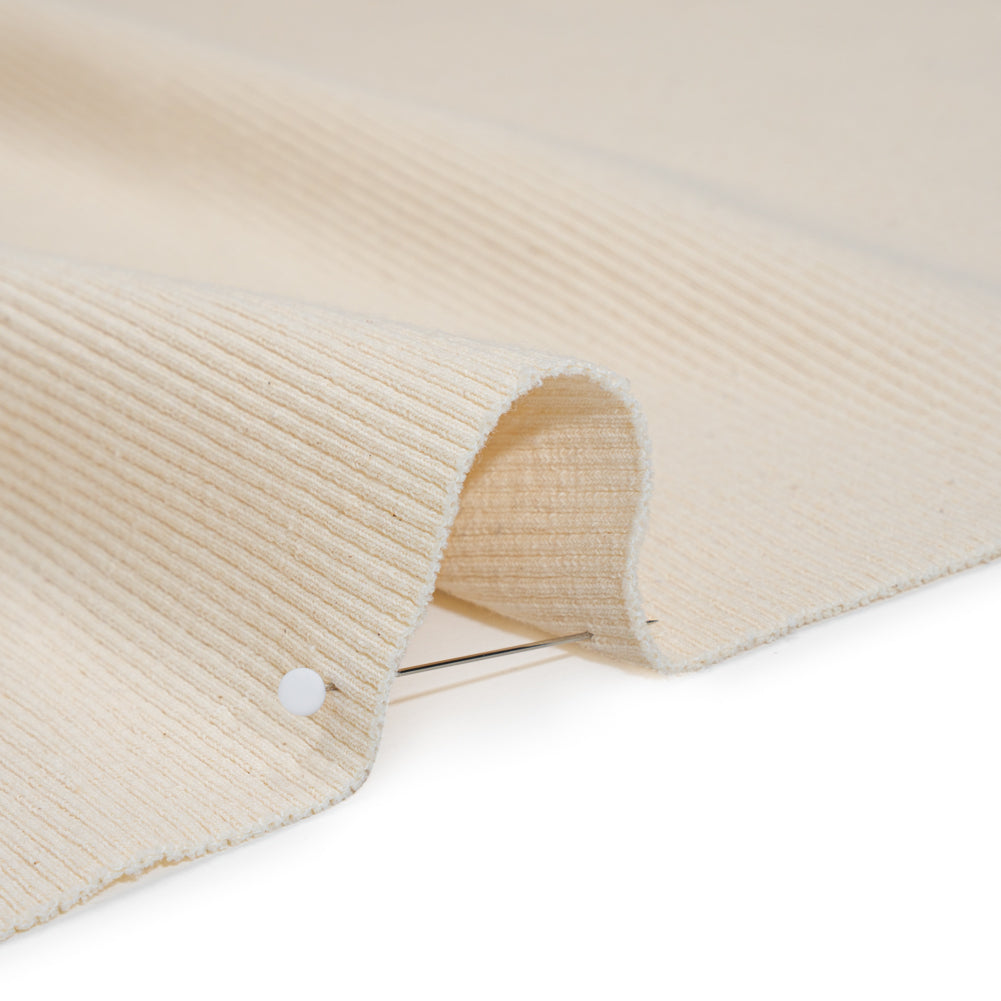 Stretch Cotton 2x2 Rib Knit - Cream - Deadstock Stretch Cotton 2x2 Rib Knit - Cream - Deadstock