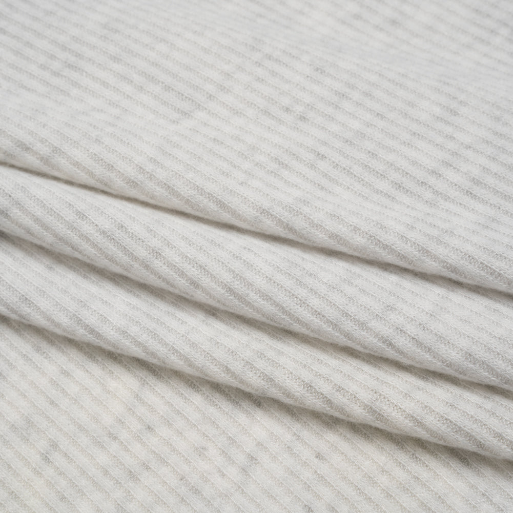Brushed Cozy Polyester 2x2 Rib Knit - Ash Gray - Deadstock - Folded Brushed Cozy Polyester 2x2 Rib Knit - Ash Gray - Deadstock - Folded