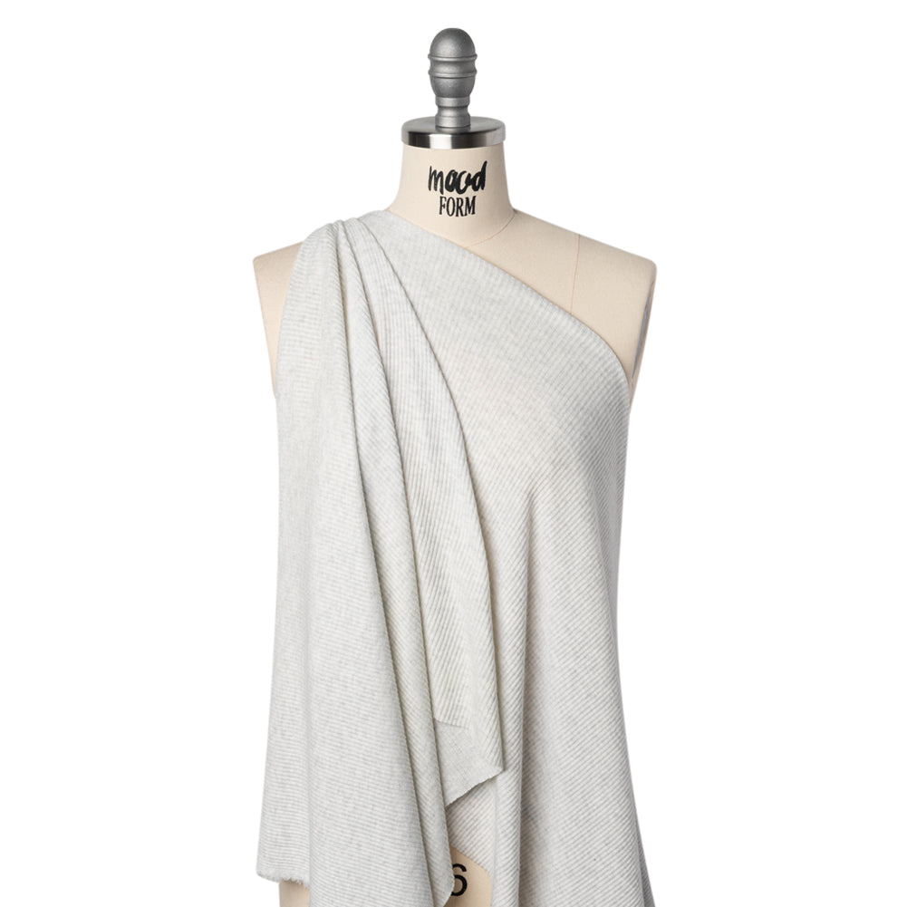 Brushed Cozy Polyester 2x2 Rib Knit - Ash Gray - Deadstock - Drape Brushed Cozy Polyester 2x2 Rib Knit - Ash Gray - Deadstock - Drape
