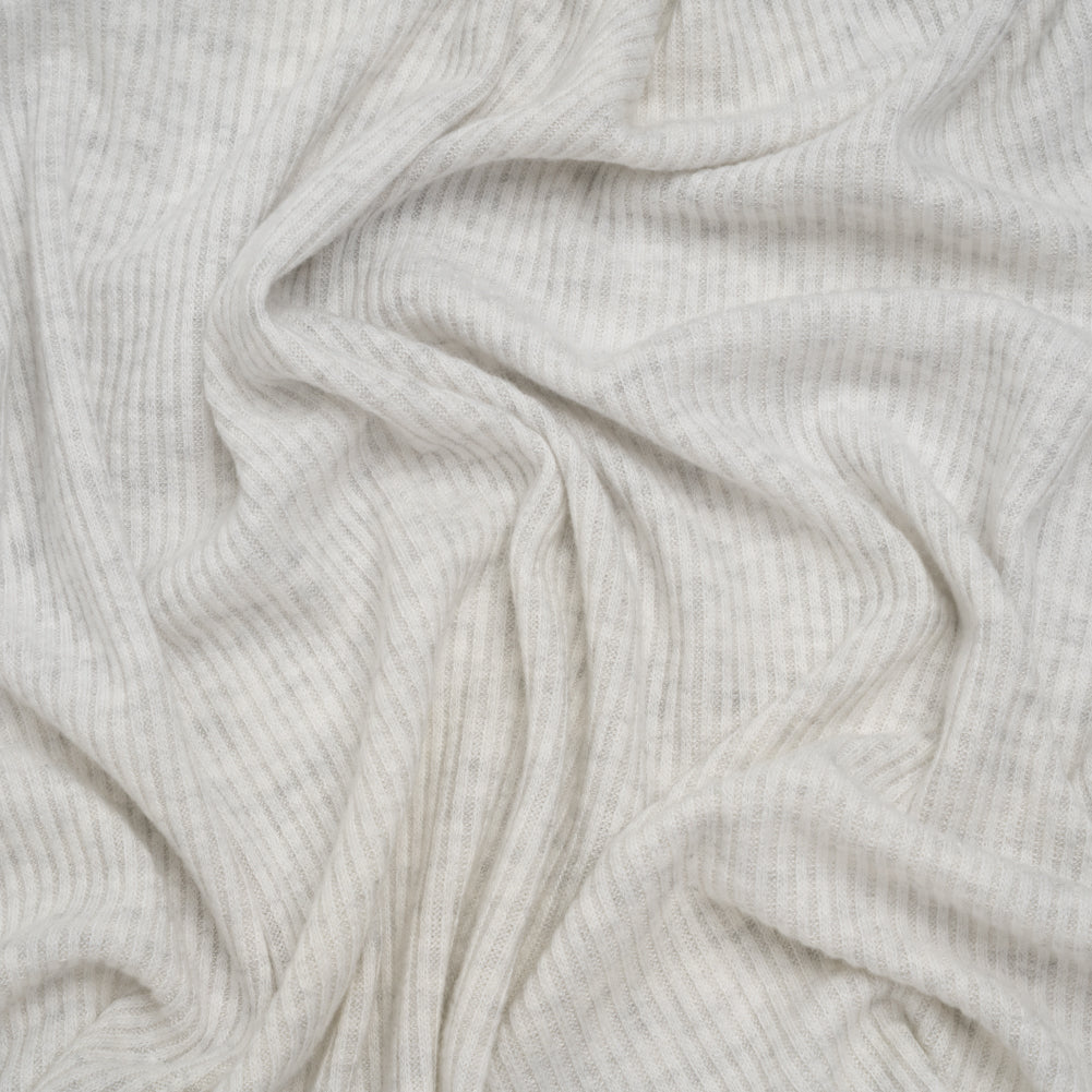 Brushed Cozy Polyester 2x2 Rib Knit - Ash Gray - Deadstock Brushed Cozy Polyester 2x2 Rib Knit - Ash Gray - Deadstock