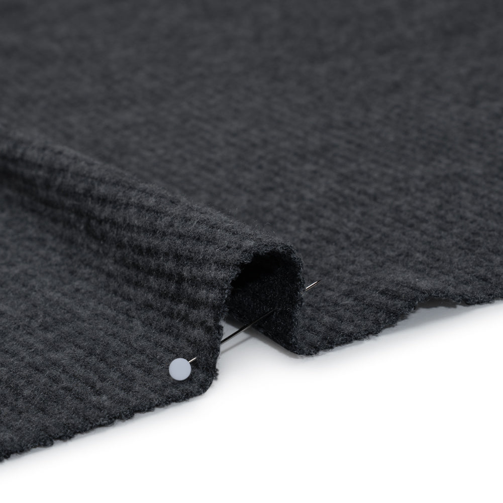 Brushed Polyester 2x2 Rib Knit - Anthracite Gray - Deadstock - Detail Brushed Polyester 2x2 Rib Knit - Anthracite Gray - Deadstock - Detail