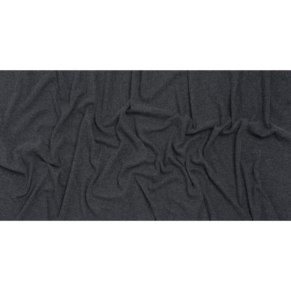 Brushed Polyester 2x2 Rib Knit - Anthracite Gray - Deadstock - Full Brushed Polyester 2x2 Rib Knit - Anthracite Gray - Deadstock - Full