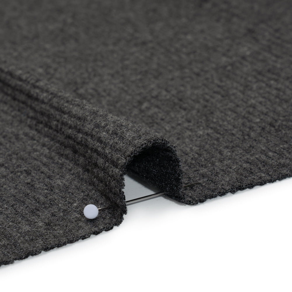 Brushed Cozy Stretch Viscose 2x2 Rib Knit - Anthracite Gray - Deadstock Brushed Cozy Stretch Viscose 2x2 Rib Knit - Anthracite Gray - Deadstock