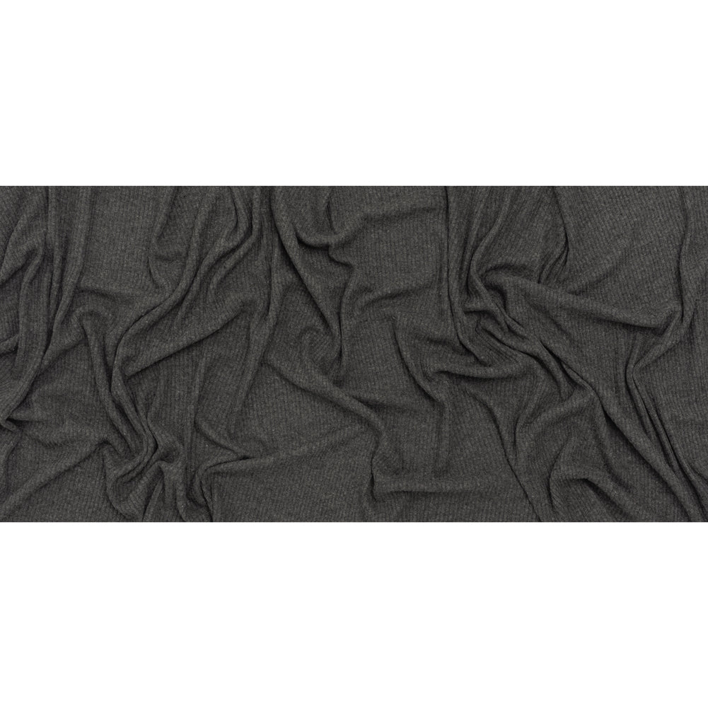 Brushed Cozy Stretch Viscose 2x2 Rib Knit - Anthracite Gray - Deadstock Brushed Cozy Stretch Viscose 2x2 Rib Knit - Anthracite Gray - Deadstock