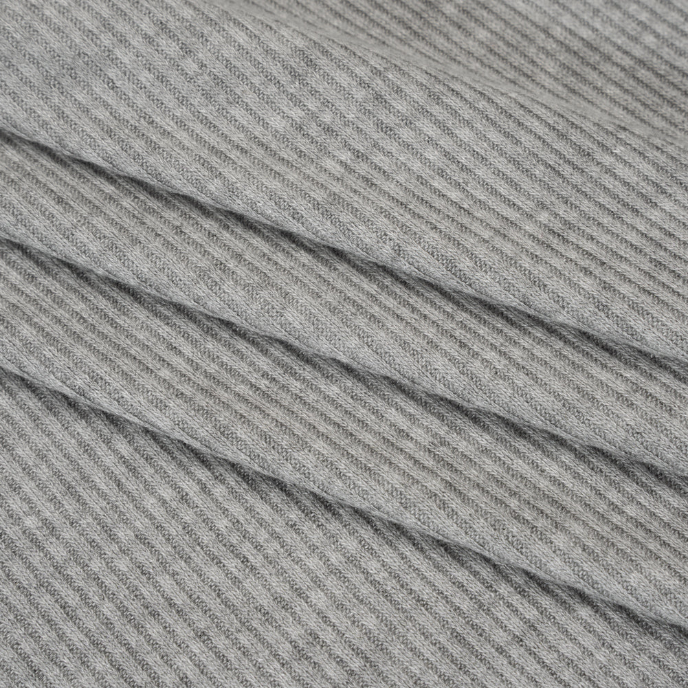 Brushed Cozy Stretch Viscose 2x2 Rib Knit - Heather Gray - Deadstock Brushed Cozy Stretch Viscose 2x2 Rib Knit - Heather Gray - Deadstock