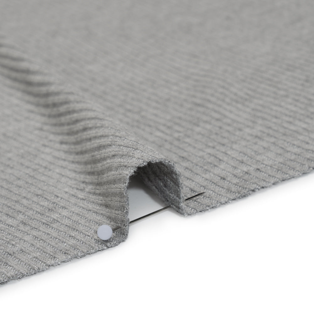 Brushed Cozy Stretch Viscose 2x2 Rib Knit - Heather Gray - Deadstock Brushed Cozy Stretch Viscose 2x2 Rib Knit - Heather Gray - Deadstock