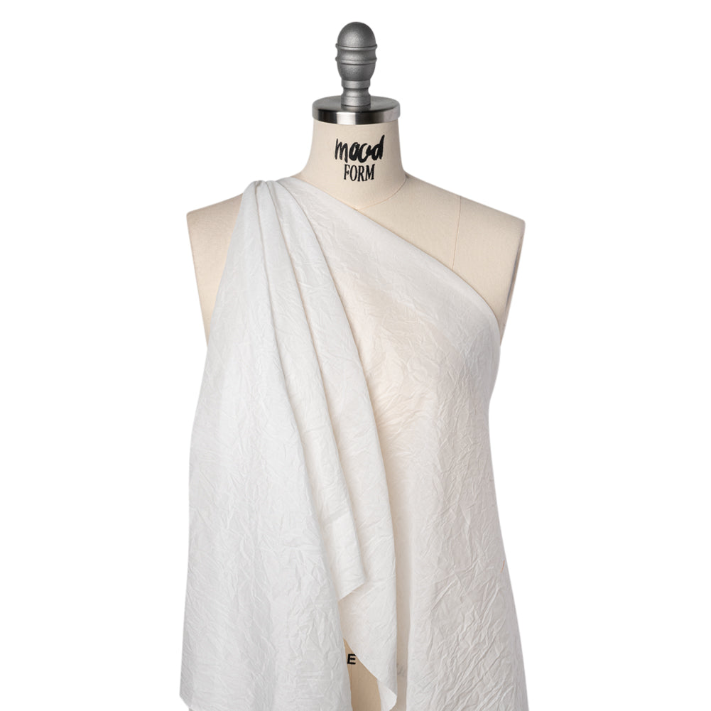Crinkled Lightweight Cotton Woven - White PFD - Deadstock - Drape Crinkled Lightweight Cotton Woven - White PFD - Deadstock - Drape