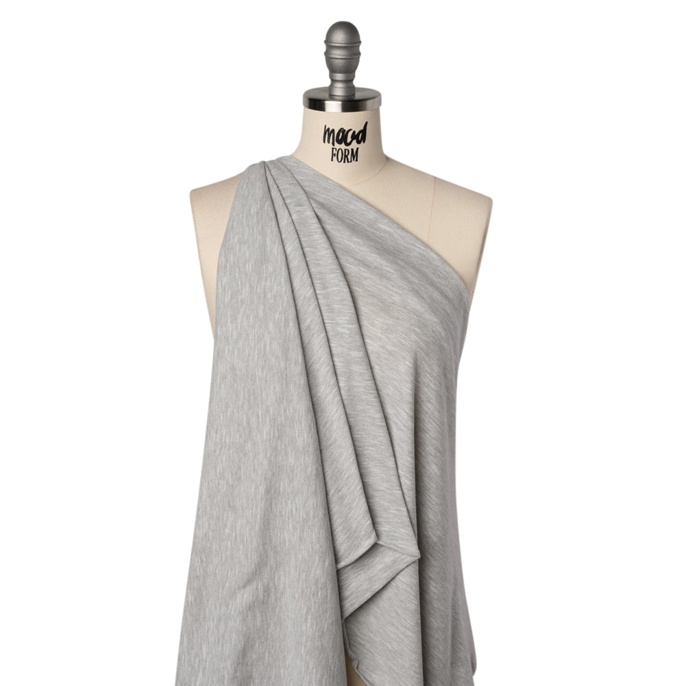 Slubbed Cotton and Polyester Jersey - Heathered Gray - Deadstock Slubbed Cotton and Polyester Jersey - Heathered Gray - Deadstock