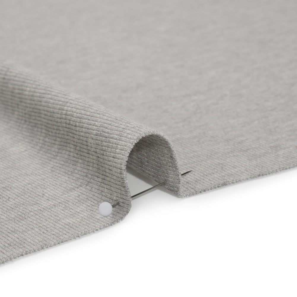 Cotton and Polyester 1x1 Rib Knit - Heathered Light Gray - Deadstock - Detail Cotton and Polyester 1x1 Rib Knit - Heathered Light Gray - Deadstock - Detail