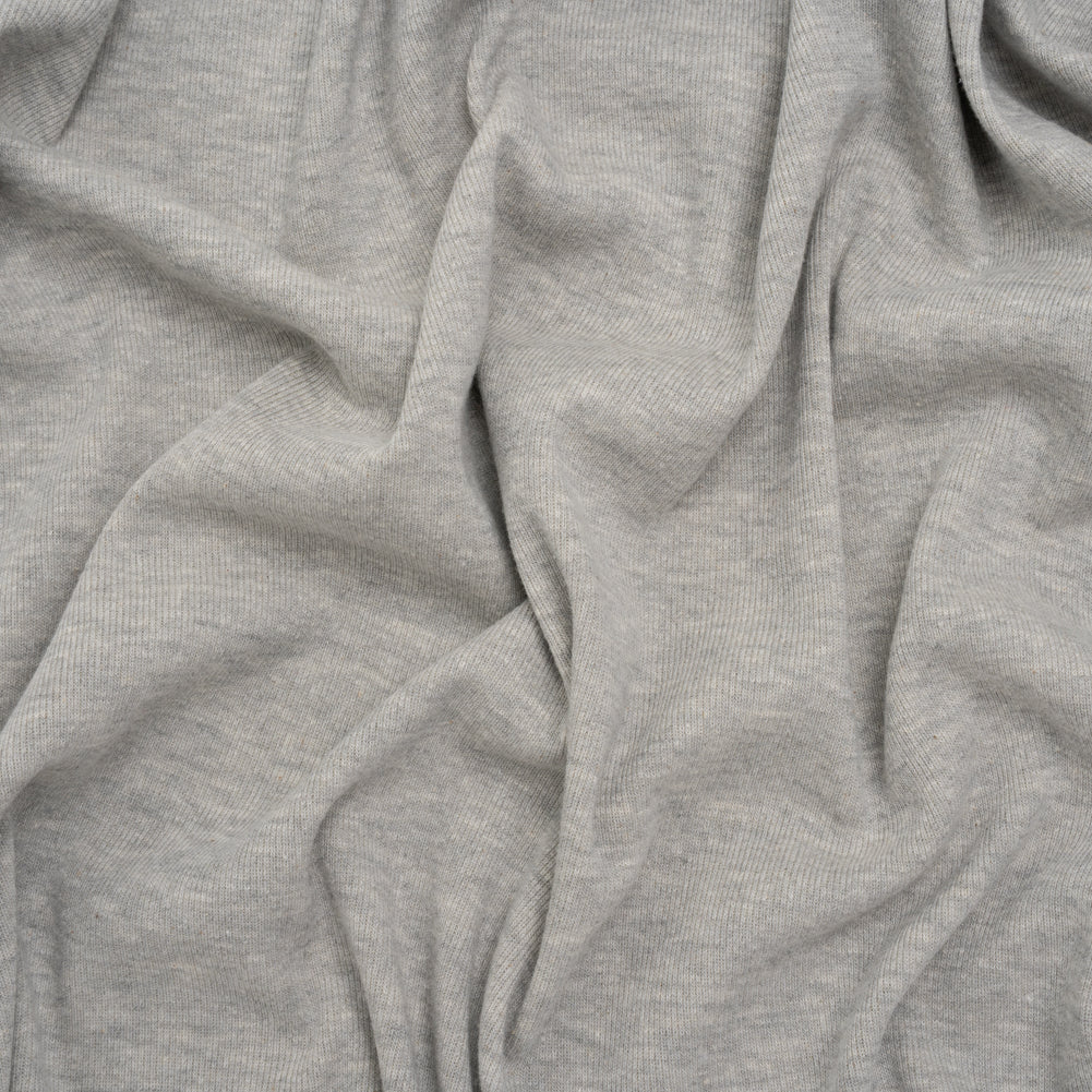 Cotton and Polyester 1x1 Rib Knit - Heathered Light Gray - Deadstock Cotton and Polyester 1x1 Rib Knit - Heathered Light Gray - Deadstock