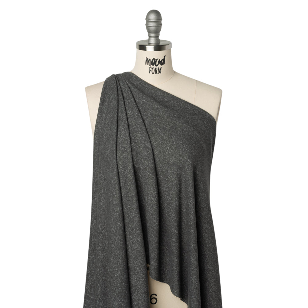 Cozy Brushed Stretch Rayon Sweater Knit - Heathered Anthracite Gray - Deadstock Drape Cozy Brushed Stretch Rayon Sweater Knit - Heathered Anthracite Gray - Deadstock Drape