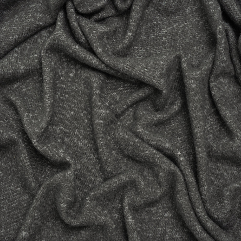 Cozy Brushed Stretch Rayon Sweater Knit - Heathered Anthracite Gray - Deadstock Cozy Brushed Stretch Rayon Sweater Knit - Heathered Anthracite Gray - Deadstock
