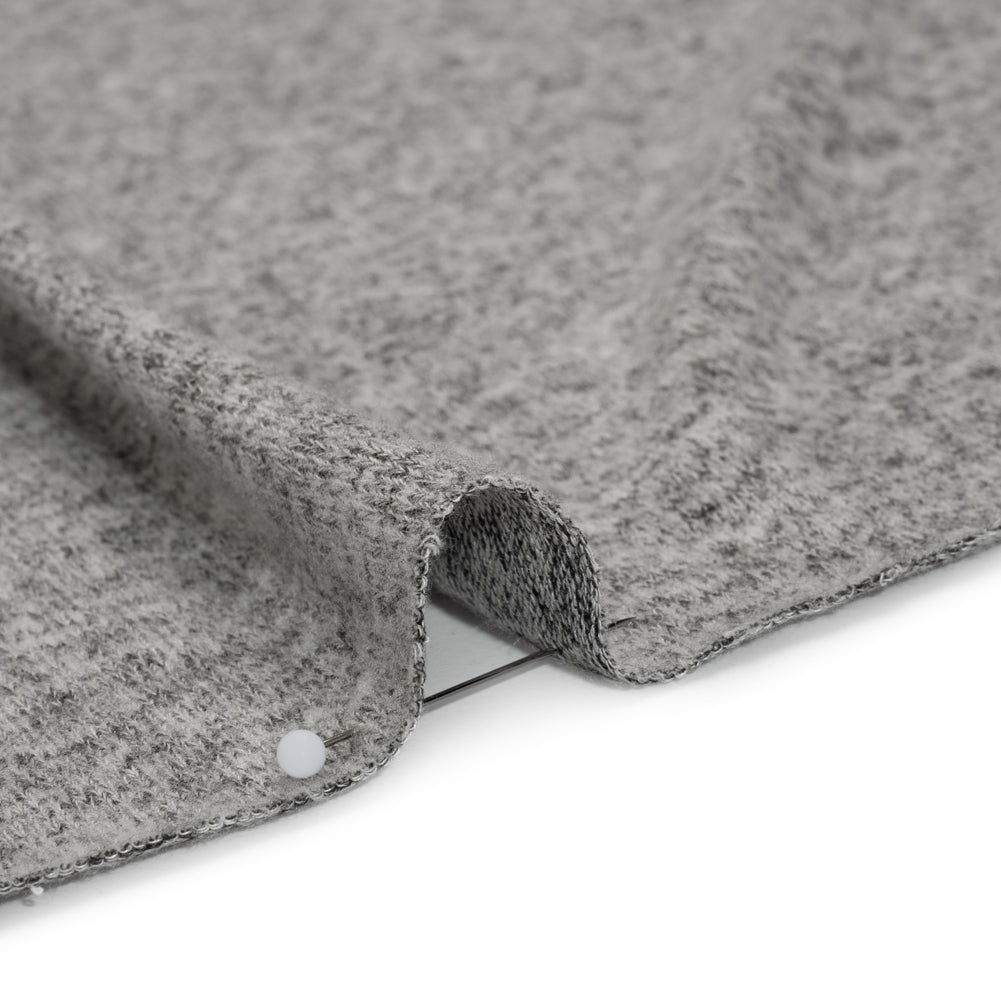 Cozy Brushed Stretch Rayon Sweater Knit - Heathered Light Gray - Deadstock - Detail Cozy Brushed Stretch Rayon Sweater Knit - Heathered Light Gray - Deadstock - Detail