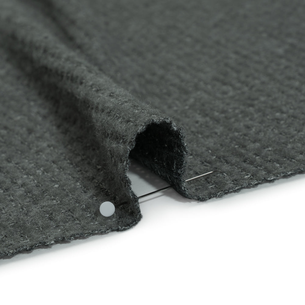 Brushed Stretch Rayon and Polyester Waffle Sweater Knit - Heathered Anthracite Gray - Deadstock - Detail Brushed Stretch Rayon and Polyester Waffle Sweater Knit - Heathered Anthracite Gray - Deadstock - Detail