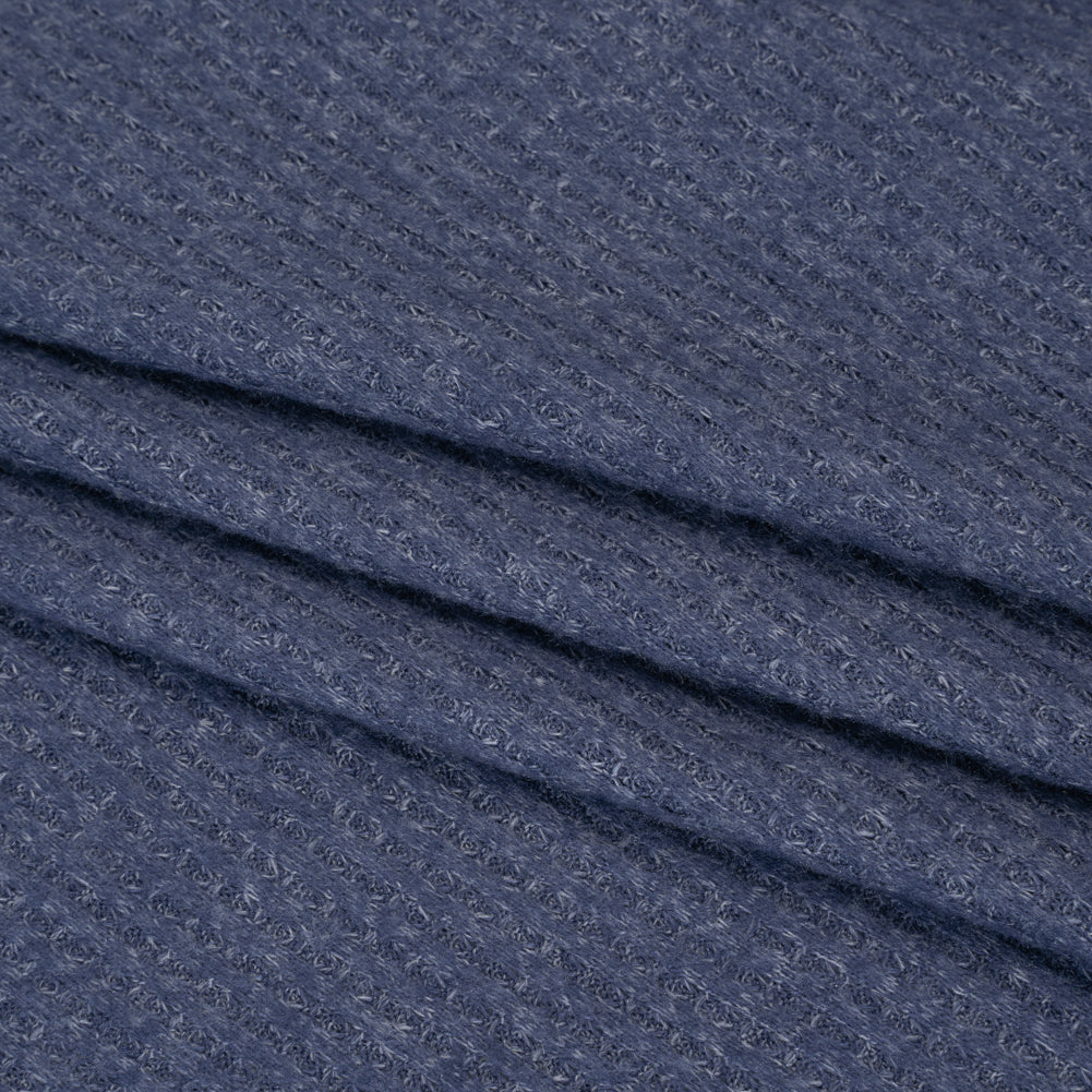Brushed Stretch Rayon and Polyester Waffle Sweater Knit - Heathered Cadet Blue - Deadstock Brushed Stretch Rayon and Polyester Waffle Sweater Knit - Heathered Cadet Blue - Deadstock