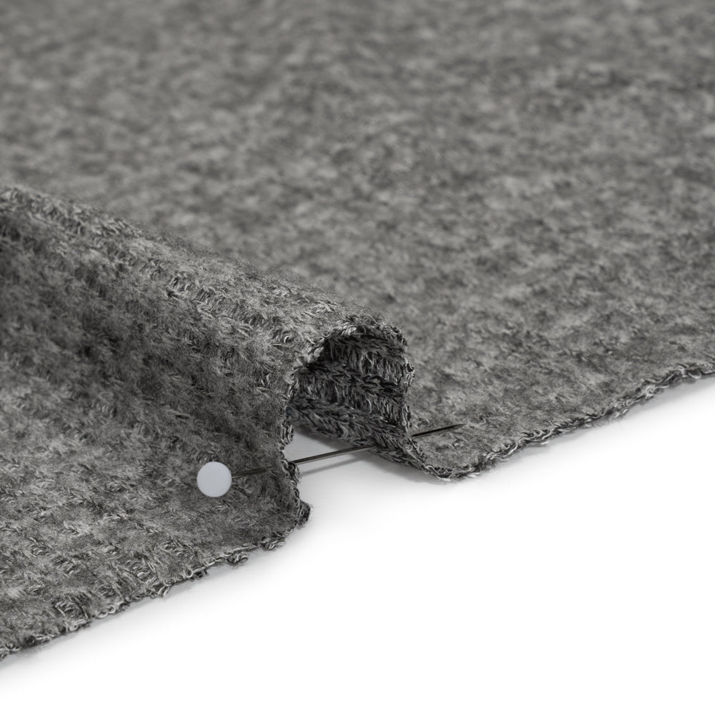 Brushed Stretch Rayon and Polyester Waffle Sweater Knit - Heathered Dark Gray - Deadstock Detail Brushed Stretch Rayon and Polyester Waffle Sweater Knit - Heathered Dark Gray - Deadstock Detail