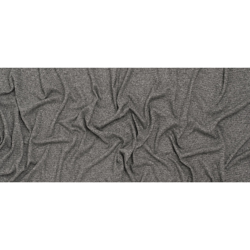 Brushed Stretch Rayon and Polyester Waffle Sweater Knit - Heathered Dark Gray - Deadstock Full Brushed Stretch Rayon and Polyester Waffle Sweater Knit - Heathered Dark Gray - Deadstock Full